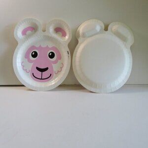 WHITE SHEEP PINK FACE ZOO PALS Hefty paper plate (1 item) AUTHENIC original 2000